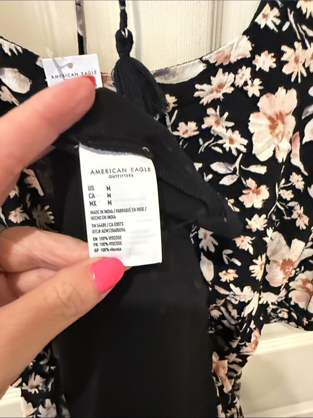 American Eagle NWT black floral mini dress, medium - Picture 6 of 8